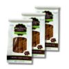 Three white biscotti cookie packages labeled The Biscotti Company, Cherry Chocolate flavor, with windows showing cookies in front of a white background.