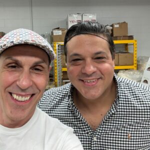 Bruno and Joe inside The Biscotti Company bakery in Calverton during the filming of News 12’s The East End feature.