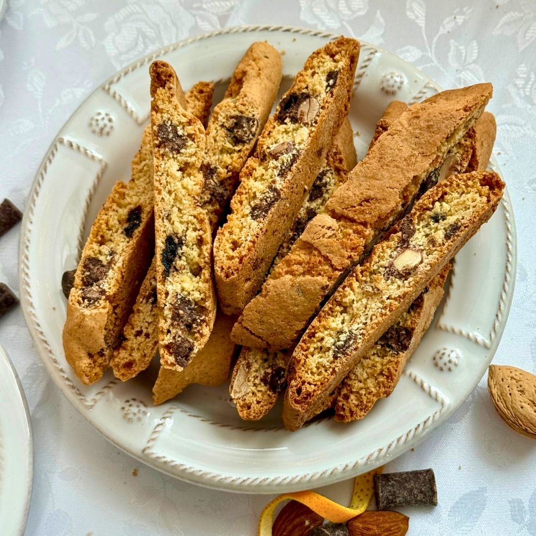 Biscotti variety plate from the Bright & Fruity Coffee + Tea Bundle