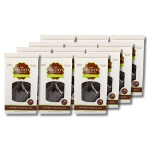 Double-Chocolate-Biscotti-Case-12-Bags each 7.15oz approximately 12 biscotti cookies in every bag.