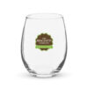 Clear glass with a green-bordered brown logo reading The Biscotti Company and a green ribbon stating Handcrafted Cookies.