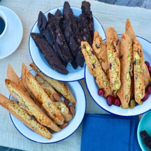 the Hampton Trio - Almond. Cranberry Pistachio. Double Chocolate Biscotti.